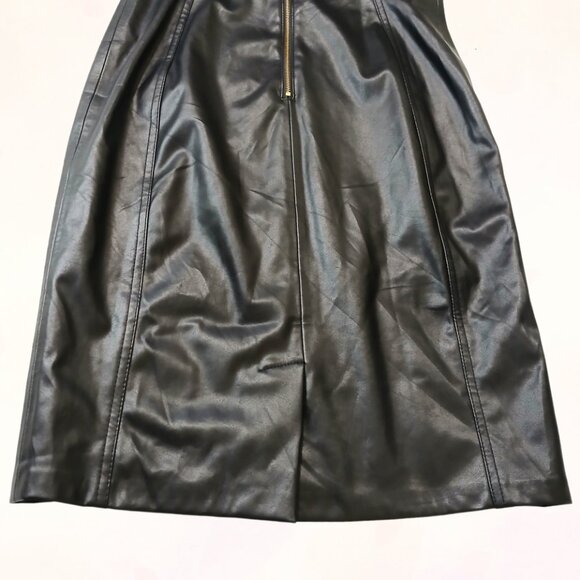 Calvin Klein Black Faux Leather Sleeveless Wiggle Pencil Sheath Petite Dress S.8 - Picture 6 of 15